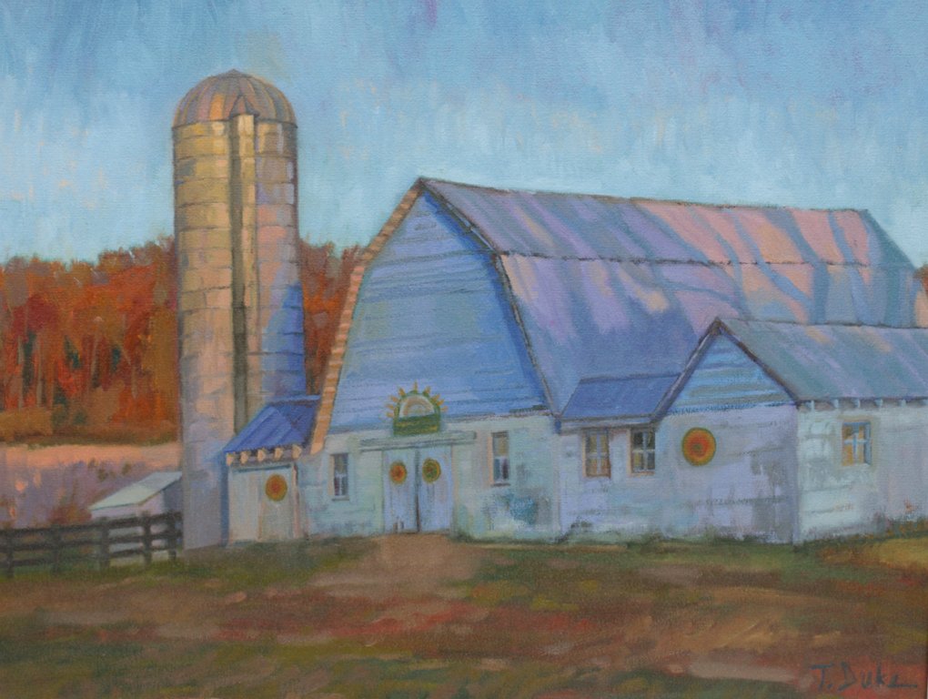 Twilight Over the Corn Maze Barn18" x 24"Oil on linen