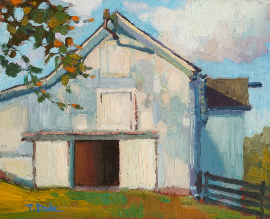 White Barn, Afternoon Shadows8" x 10"Oil on board