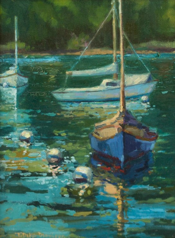 Catboats Moored at Arey's Pond9" x 12"Oil on canvas
