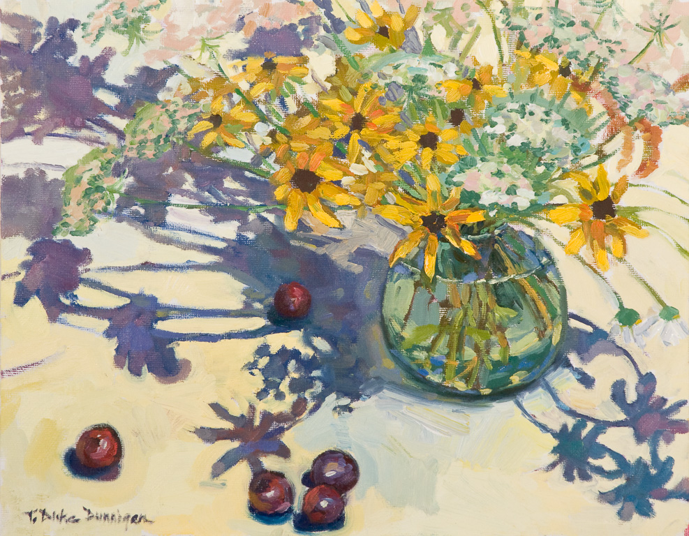 Susans and Cherries11"  x  14"Oil on panel