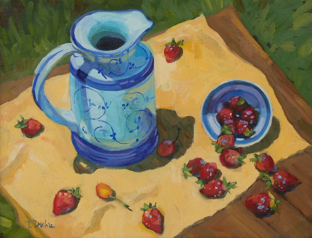 Blue and White Ware with Strawberries9" x 12"Oil on canvas